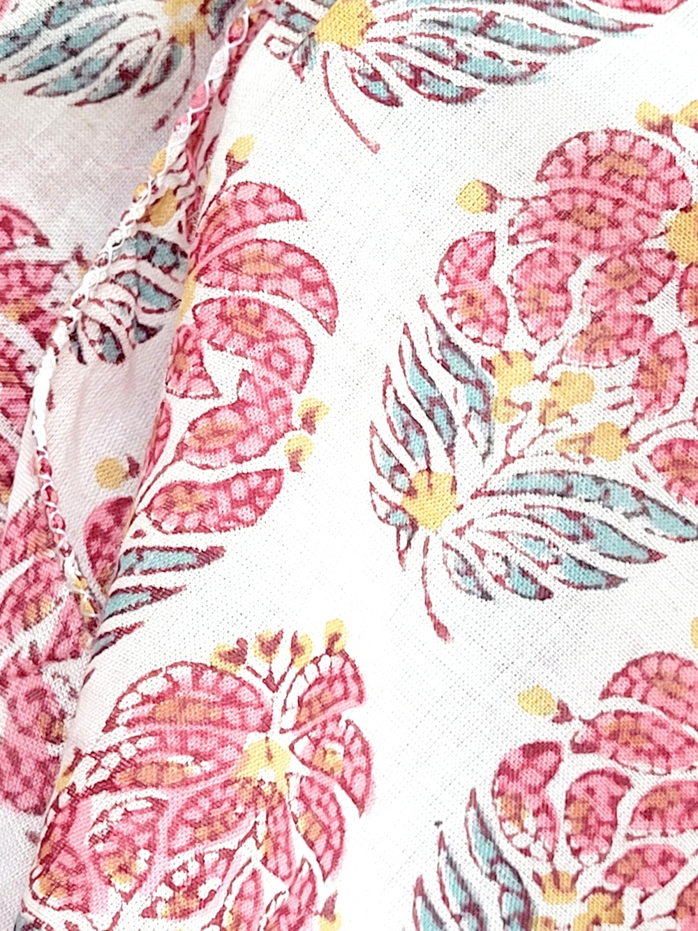NWT Huge Indian Block Print Hand Crafted Cotton Scarf Wrap Fair Trade Floral - Picture 3 of 6